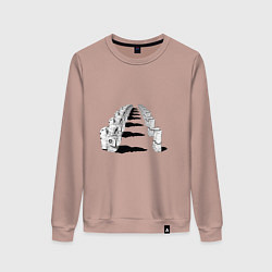 Свитшот хлопковый женский Человек бензопила - Космонавты, цвет: пыльно-розовый