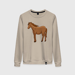 Свитшот хлопковый женский Милая лошадка, цвет: миндальный