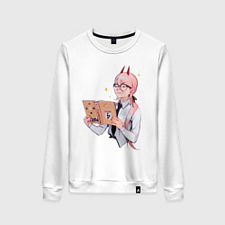 Свитшот хлопковый женский Пауэр читает книгу, цвет: белый