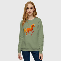 Свитшот хлопковый женский Добрый конь, цвет: авокадо — фото 2
