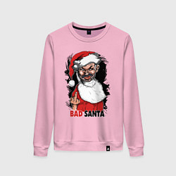 Свитшот хлопковый женский Bad Santa, fuck you, цвет: светло-розовый