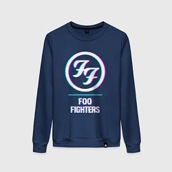 Свитшот хлопковый женский Foo Fighters glitch rock, цвет: тёмно-синий