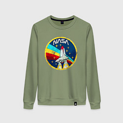 Свитшот хлопковый женский NASA - emblem - USA, цвет: авокадо