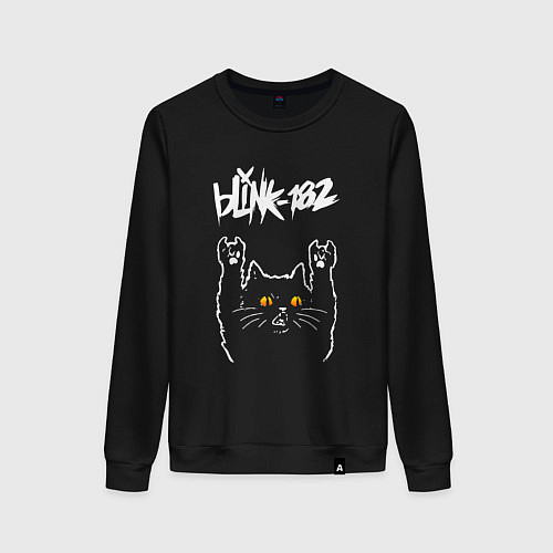 Женский свитшот Blink 182 rock cat / Черный – фото 1