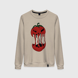 Свитшот хлопковый женский Агрессивный красный помидор, цвет: миндальный