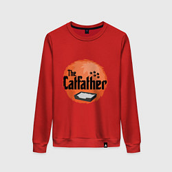 Свитшот хлопковый женский Cat father, цвет: красный