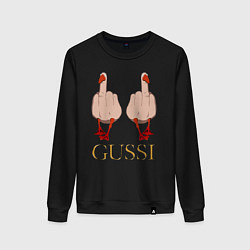Свитшот хлопковый женский Два весёлых гуся - GUSSI - Fashion 2055, цвет: черный