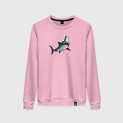 Свитшот хлопковый женский Удивлённая акула, цвет: светло-розовый