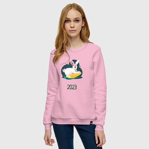 Женский свитшот Кролик 2023 / Светло-розовый – фото 3