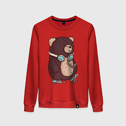 Свитшот хлопковый женский Walking bear, цвет: красный
