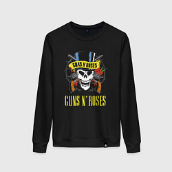 Свитшот хлопковый женский Guns n roses Skull, цвет: черный