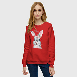 Свитшот хлопковый женский Кролик - символ 2023 года, цвет: красный — фото 2