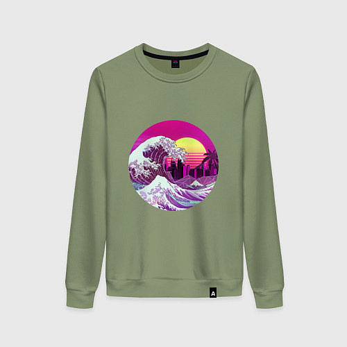 Женский свитшот Ретровейв волна / Авокадо – фото 1