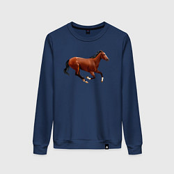 Свитшот хлопковый женский Чистокровная верховая лошадь, цвет: тёмно-синий