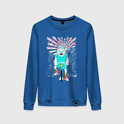 Свитшот хлопковый женский Еду по жизни на велосипеде, цвет: синий