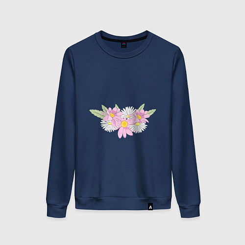 Женский свитшот Букет садовых цветов / Тёмно-синий – фото 1