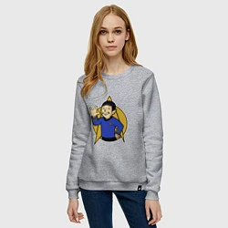 Свитшот хлопковый женский Spoke - vault boy, цвет: меланж — фото 2