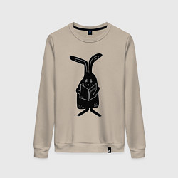 Свитшот хлопковый женский Кролик пишет список дел, цвет: миндальный