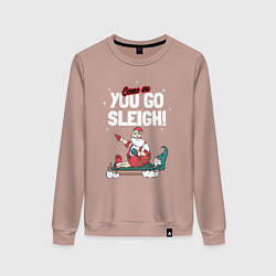Свитшот хлопковый женский Come on you go sleigh, цвет: пыльно-розовый