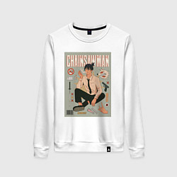 Свитшот хлопковый женский Аки Хаякава из Chainsaw Man, цвет: белый