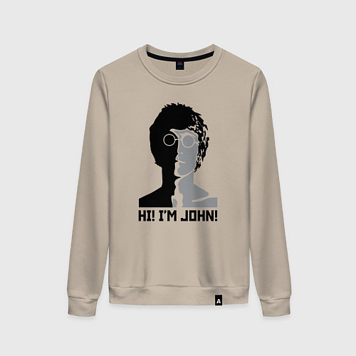 Женский свитшот Джон Леннон - портрет / Миндальный – фото 1