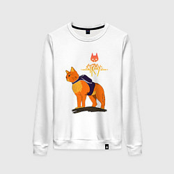 Свитшот хлопковый женский Stray - cat logo, цвет: белый