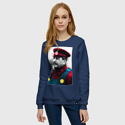 Свитшот хлопковый женский Иосиф Виссарионович Сталин - memes Mario, цвет: тёмно-синий — фото 2