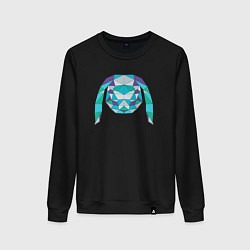 Свитшот хлопковый женский Кролик из мозайки, цвет: черный