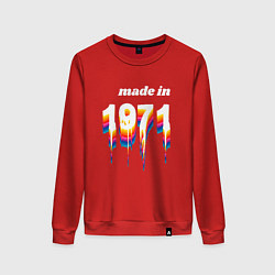 Свитшот хлопковый женский Made in 1971 liquid art, цвет: красный