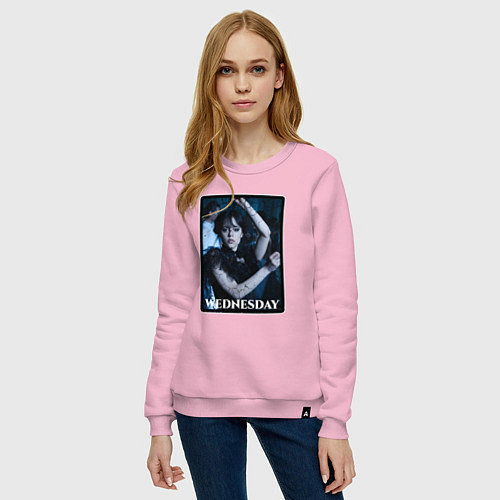 Женский свитшот Wednesday pictures / Светло-розовый – фото 3