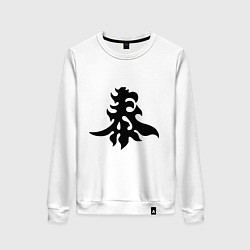 Свитшот хлопковый женский Японский иероглиф - Богатство, цвет: белый