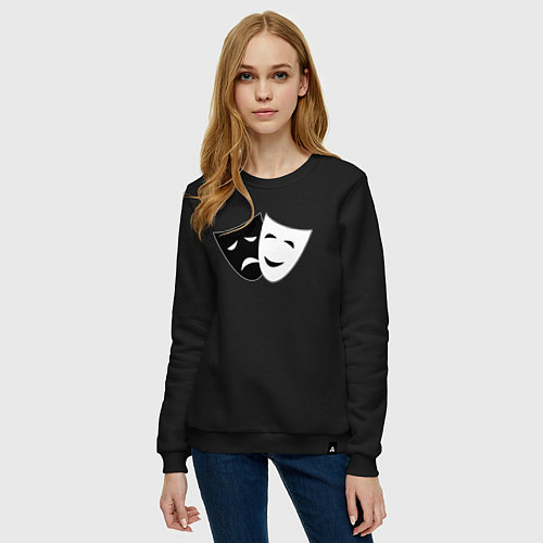 Женский свитшот Театральные маски грусти и радости / Черный – фото 3