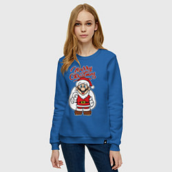 Свитшот хлопковый женский Christmas Mario, цвет: синий — фото 2