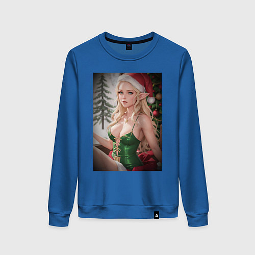 Женский свитшот Новогодняя эльфийка / Синий – фото 1