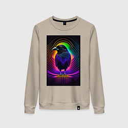 Свитшот хлопковый женский Ворон третий глаз, цвет: миндальный