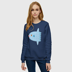 Свитшот хлопковый женский Луна-рыбка, цвет: тёмно-синий — фото 2