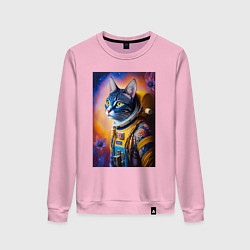 Свитшот хлопковый женский Кот космонавт - нейросеть, цвет: светло-розовый