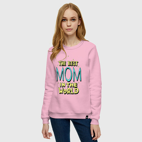 Женский свитшот Лучшая мама в мире со звёздочками / Светло-розовый – фото 3