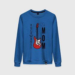 Свитшот хлопковый женский Rocknroll mom с гитарой, цвет: синий