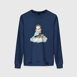 Свитшот хлопковый женский Пингвин на облаке, цвет: тёмно-синий