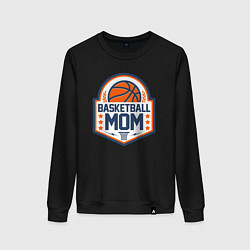 Свитшот хлопковый женский Баскетбольная мама, цвет: черный