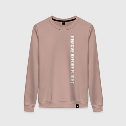Свитшот хлопковый женский Remove before flight, цвет: пыльно-розовый