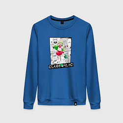 Свитшот хлопковый женский Клара Валак на фоне манги, цвет: синий