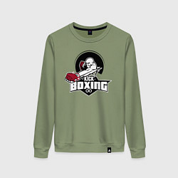 Свитшот хлопковый женский Kickboxing time, цвет: авокадо