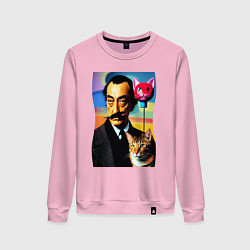Свитшот хлопковый женский Salvador Dali and cat, цвет: светло-розовый