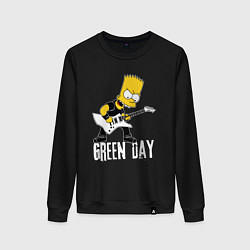 Свитшот хлопковый женский Green Day Барт Симпсон рокер, цвет: черный