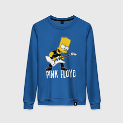 Свитшот хлопковый женский Pink Floyd Барт Симпсон рокер, цвет: синий