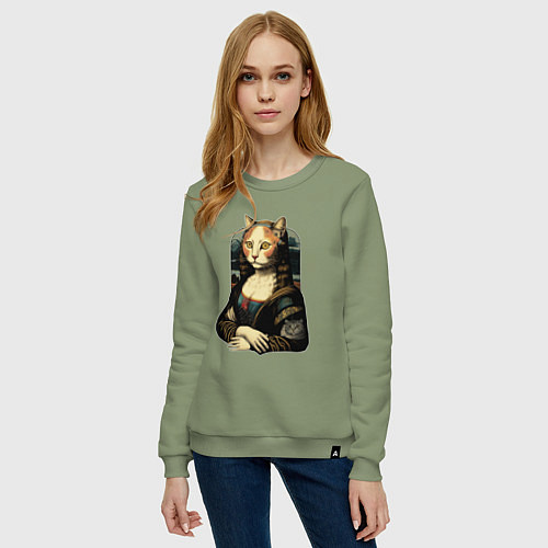 Женский свитшот Кошка Мона Лиза / Авокадо – фото 3