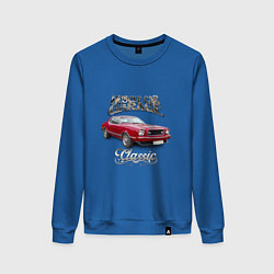 Свитшот хлопковый женский Маслкар Ford Mustang, цвет: синий
