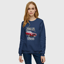 Свитшот хлопковый женский Маслкар Ford Mustang, цвет: тёмно-синий — фото 2